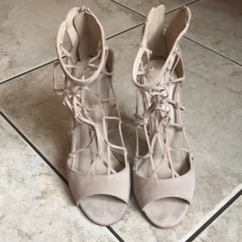 Public Desire Jayla Suede Heels Nude